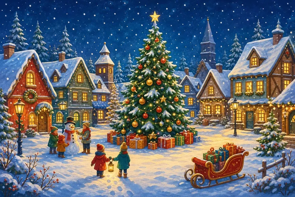 Puzzles de Navidad online y gratis: nieve, casitas y Papá Noel