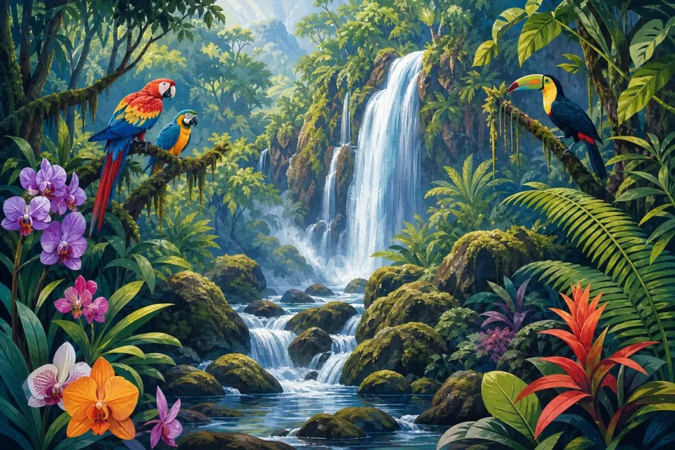 Puzzles de naturaleza online y gratis: setas, flores y mar